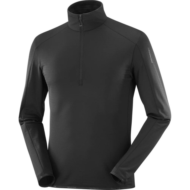 Black Salomon Essential Lightwarm Half Zip Men's Sweatshirt | PH 70162H